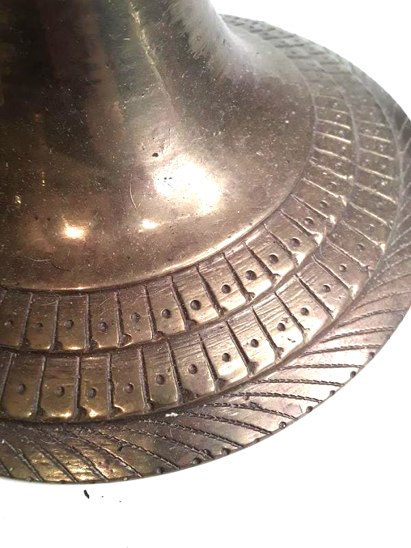 Antique 18-19th c Mughal Bronze fluted Pattern Hookah Base or Vase