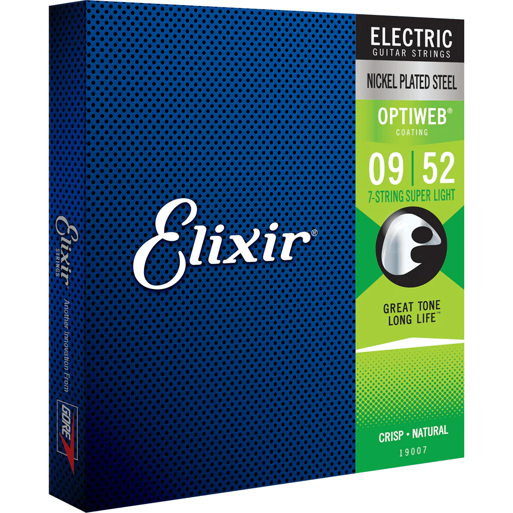 6 Sets! Elixir OPTIWEB Nickel 7-String Electric — 19007 Super Light .009-.052