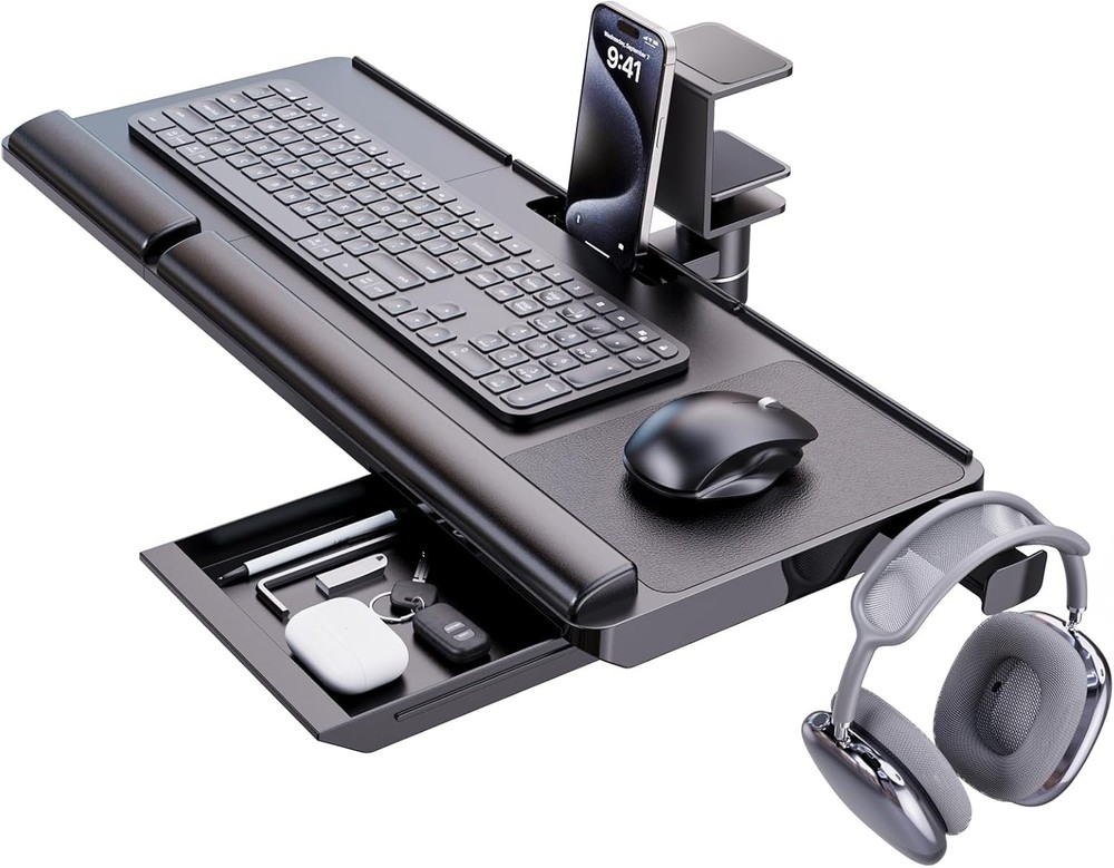 Klearlook Keyboard Tray Under Desk with 360° Rotation, Ergonomic Computer Keyboa