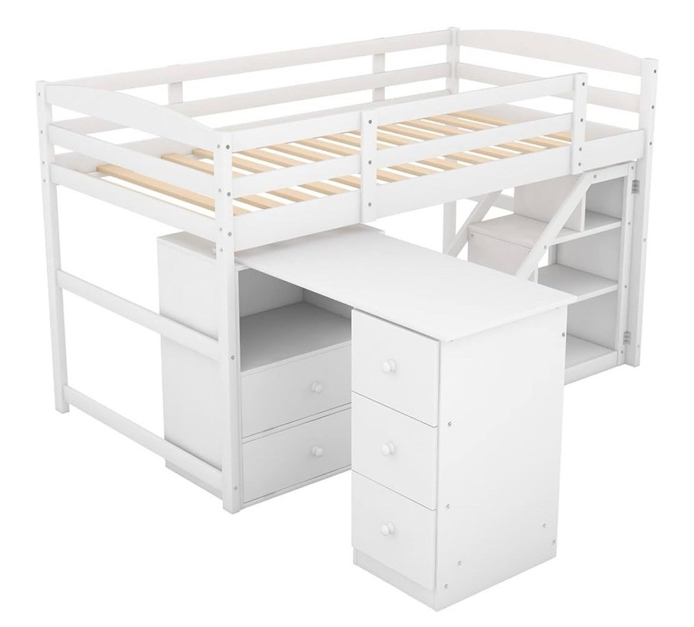 Loft Bed Set 3-Piece, Low Twin Loft Bed
