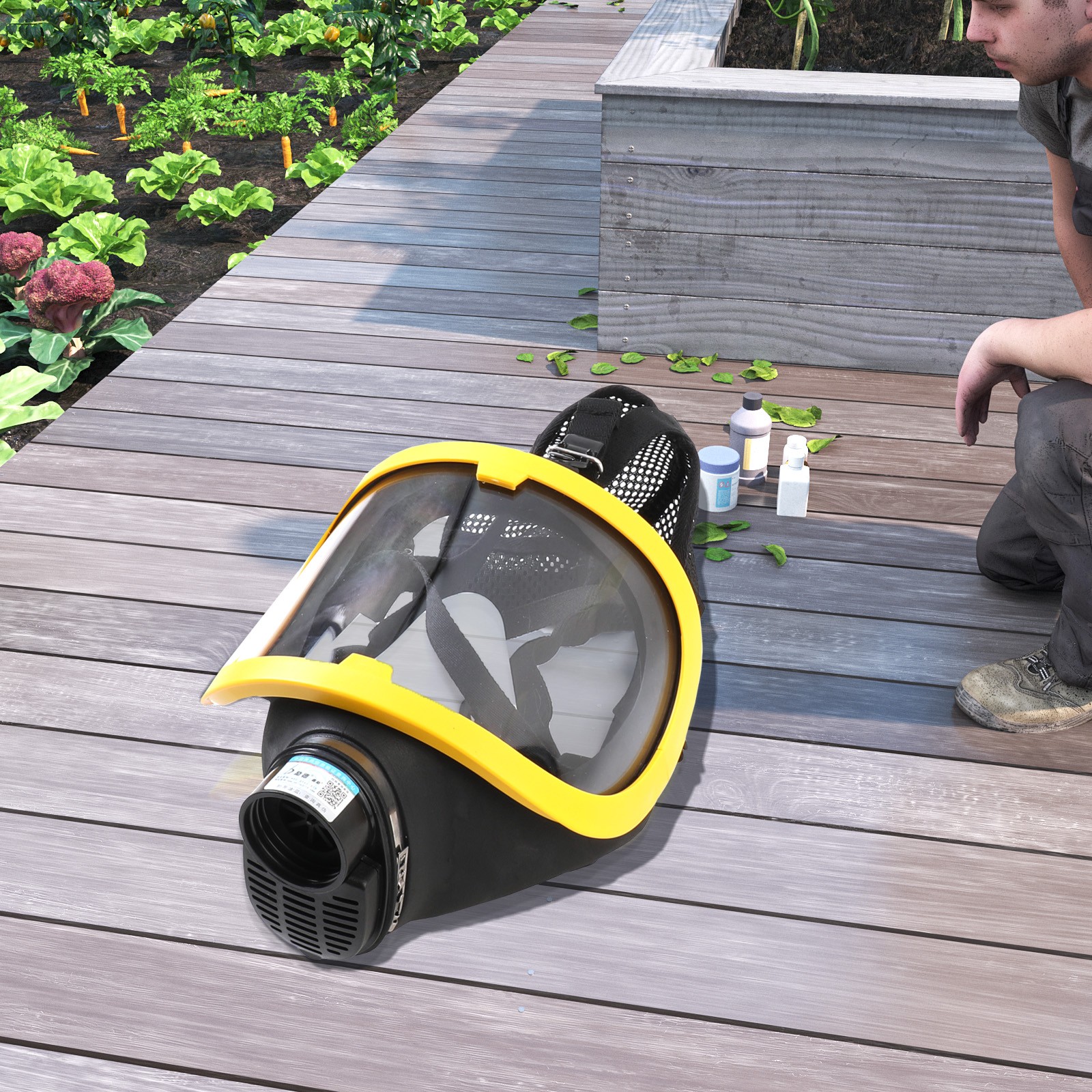 Electric Full Face Gas Mask Constant Flow Respirator Supplied Air Fed System