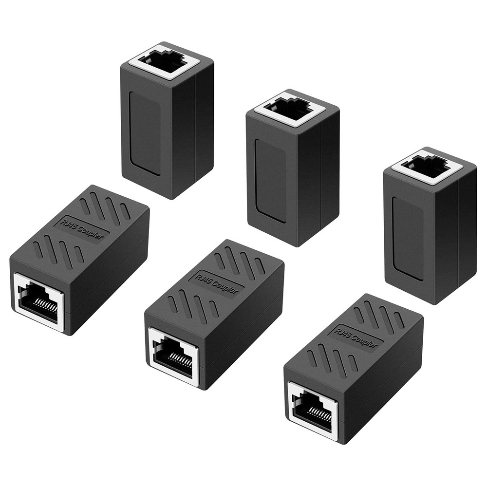 RJ45 Inline Coupler,RJ45 Coupler, Network Coupler Black 6 pcs