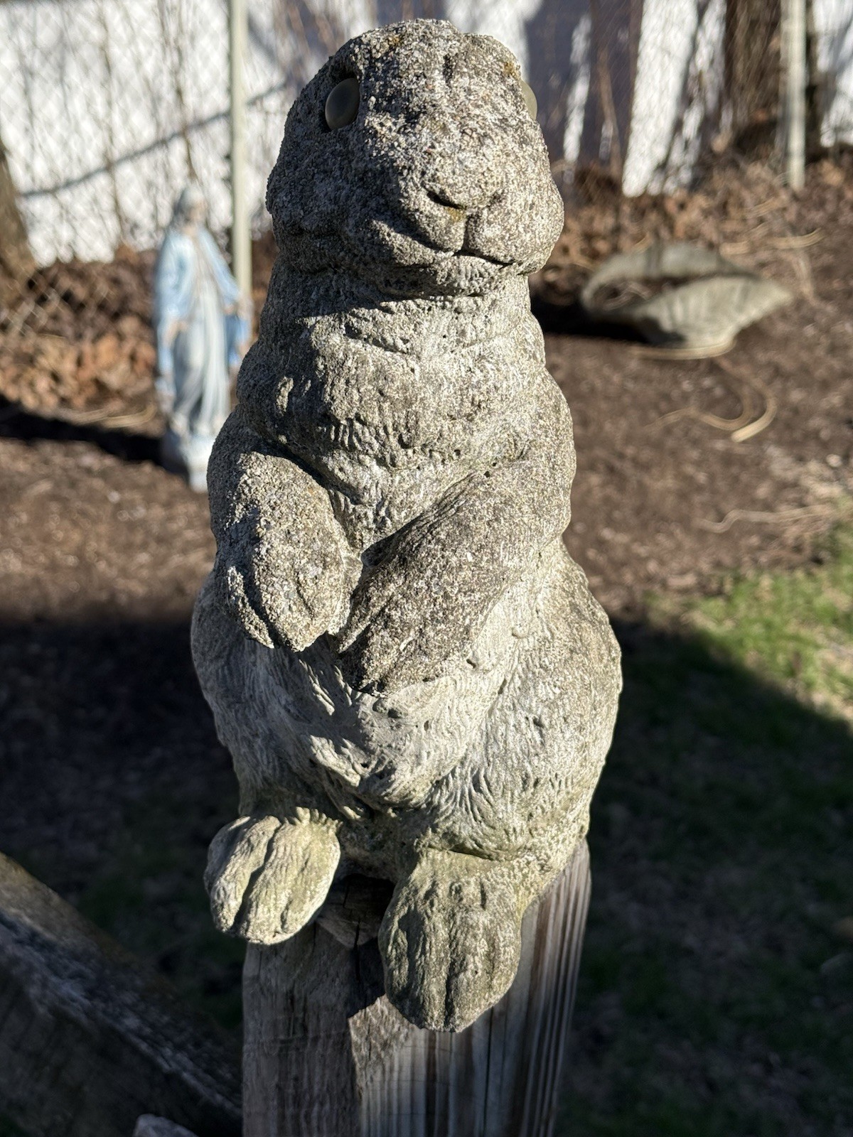 Vintage English Hare concrete bunny rabbit garden statue art