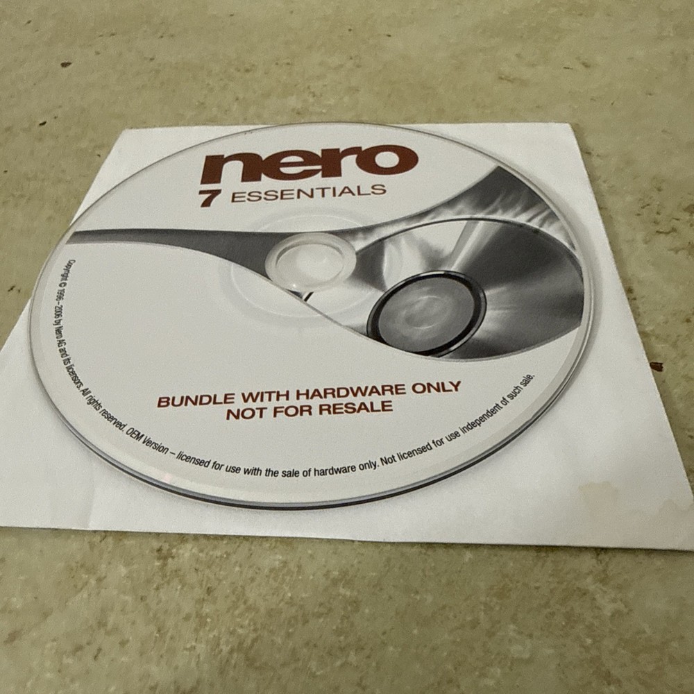 Nero Essentials 7 CD DVD Authoring Burning Software OEM Installation CD