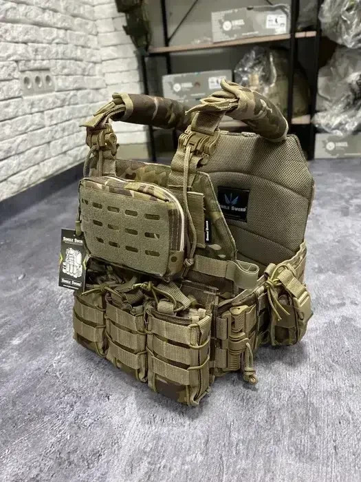 Single Sword Multicam Plate Carrier with Double Quick Release, Tactical Mult💛💙