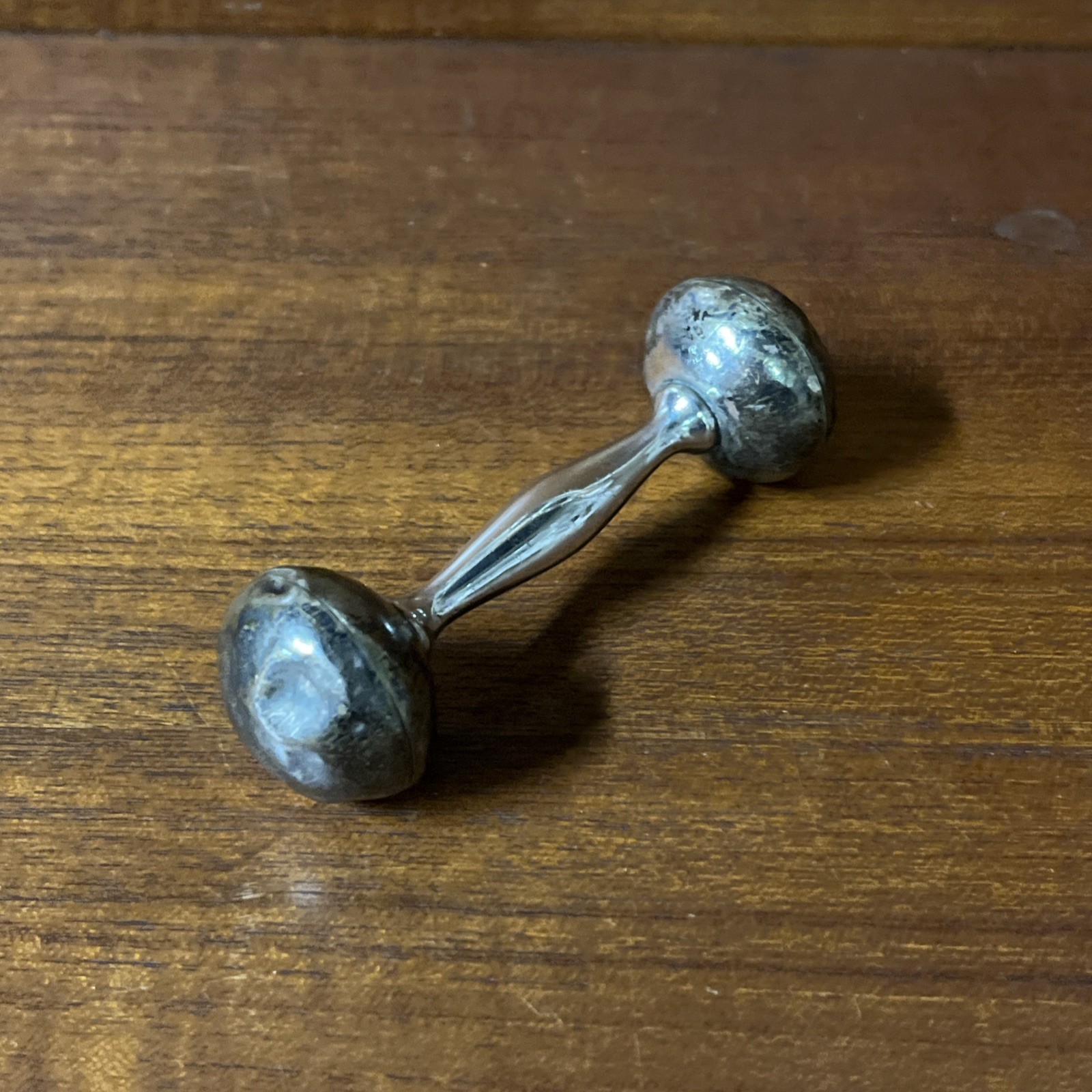 VTG 1930s-40s WEB Sterling Silver Baby Rattle Dumbbell 24 Grams