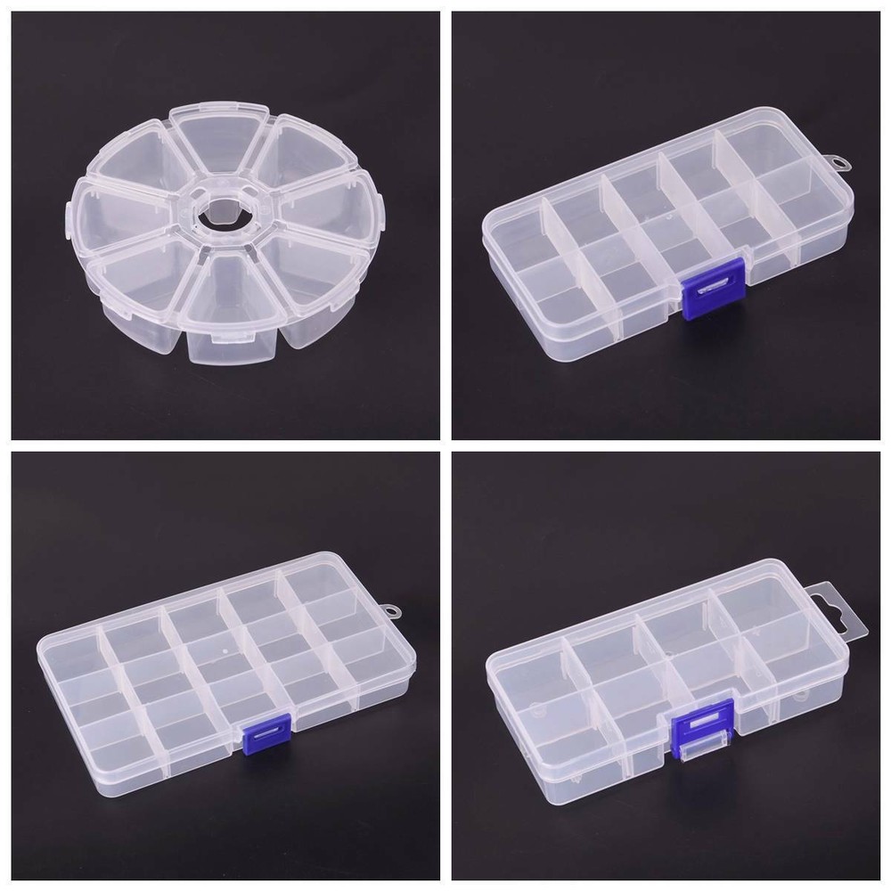 8/10/15/24/36 Removable Compartment Bead Storage Plastic Box Organizer Container