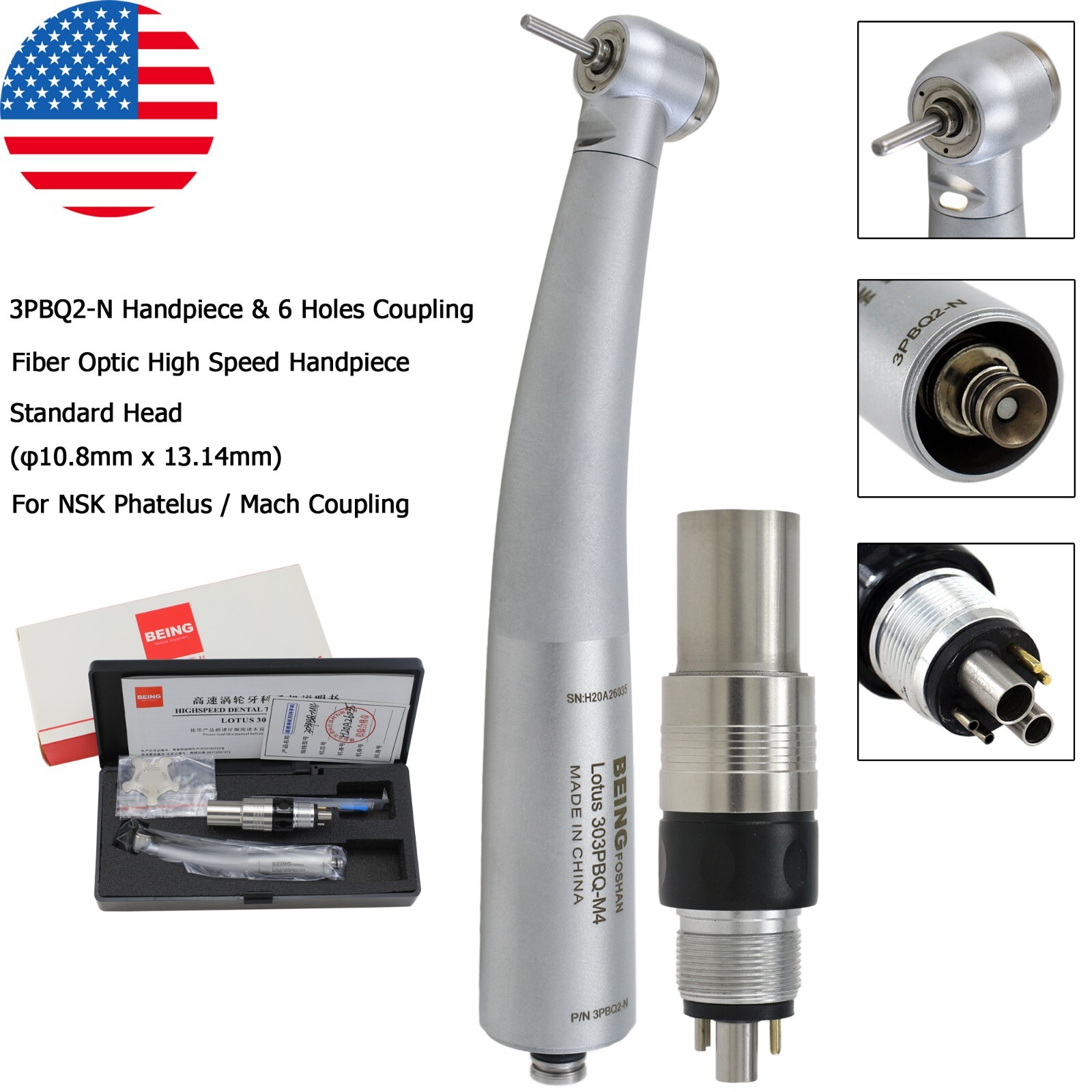 BEING Dental High Speed Fiber Optic LED Handpiece For KaVo MULTIflex NSK Coupler