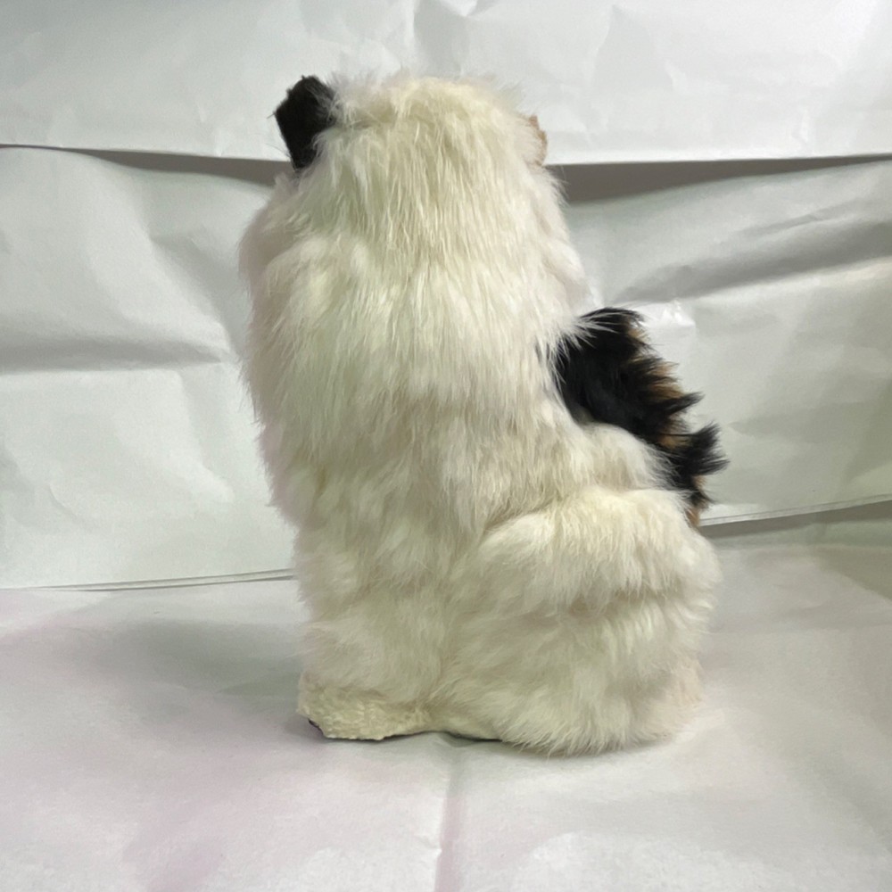 Medium Calico Cat decor White Black Brown 7in