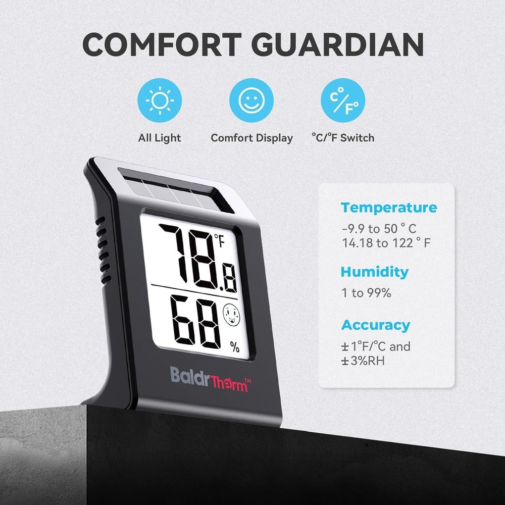 2.2'' Digital Thermometer and Hygrometer Meter, 2.2", Black 2pack