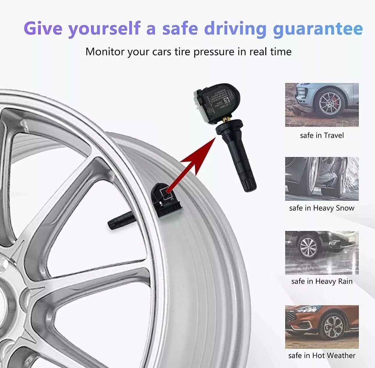 COMPLETE SET OF 4 GENUINE OEM FORD TPMS TIRE PRESSURE SENSORS HC3Z-1A189-F