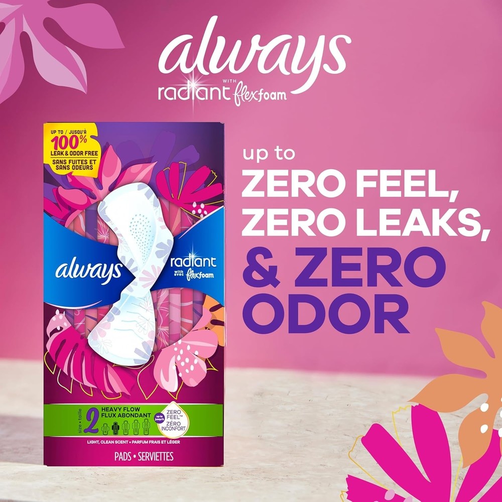 Always Infinity Flexfoam Pads Size 2 Heavy Absorbency Unscented 96 Count