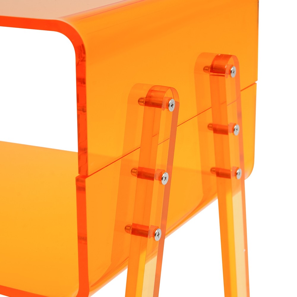Acrylic Side Table, Orange Nightstand, Decorative Display Table, Coffee Table