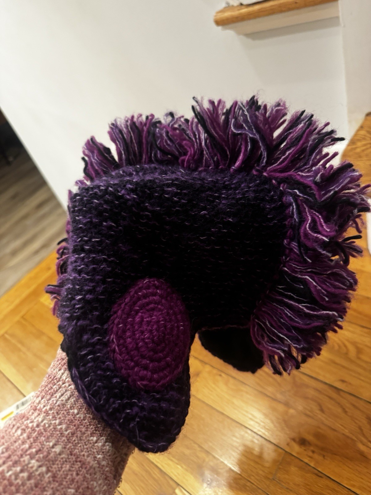 Nirvanna Designs Purple Knit Mohawk Hat Handmade Wool Adult OSFM Nepal
