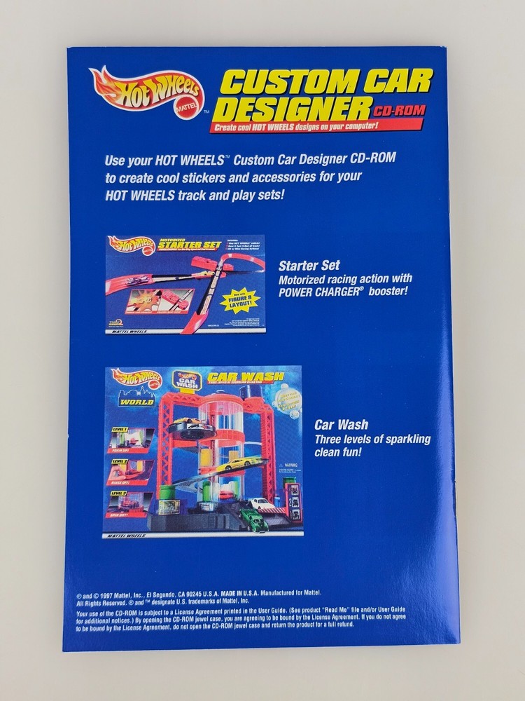 Hot Wheels Custom Car Label Designer CD Software User Guide Sticker Sheets 1997