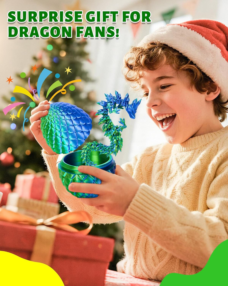 TBOLINE 12" 3D Printed Dragon Egg, Prefilled Easter Eggs Basket Stuffers, Cool A