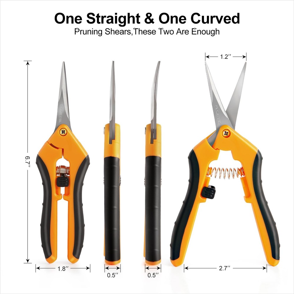 Doimeri 2 Pack Pruning Shears, 6.5” Gardening Scissors with Sharp Stainless S...
