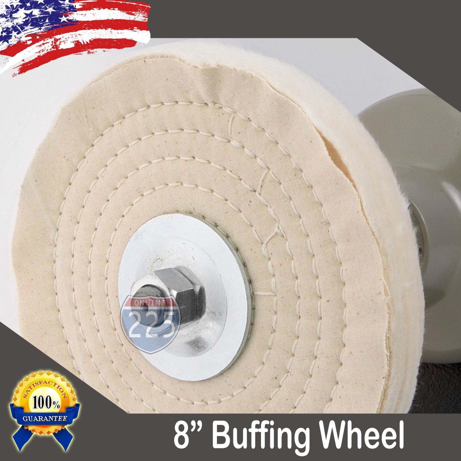 8" x 40 ply 5/8 Inch Arbor Hole Stitched cotton polishing buffing wheel