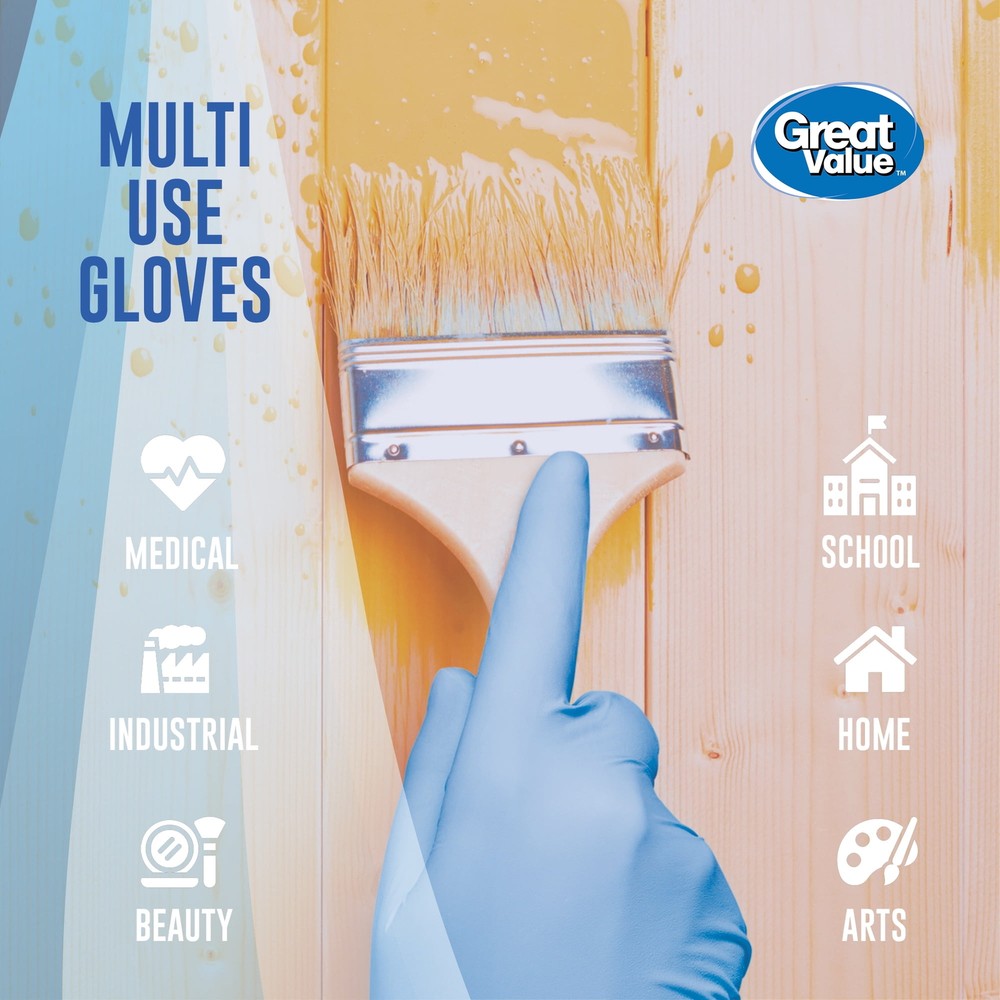 Great Value Nitrile Disposable Gloves, One Size, 100 Ct