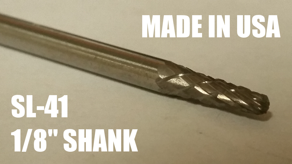 SL41D Taper Shape SOLID Carbide Burr Bur Cutting Tool Die Grinder Bit 1/8"