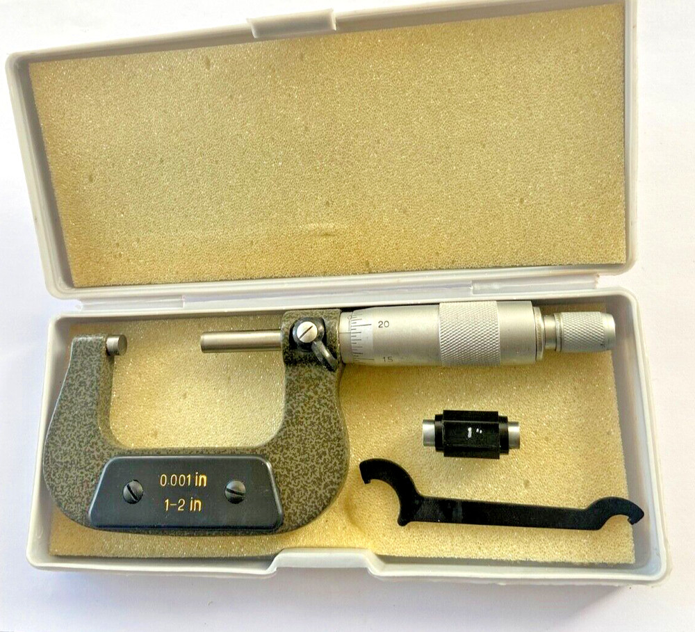 Outside Micrometer 1 to 2 inch X 0.0001" Solid Metal Frame carbide tip