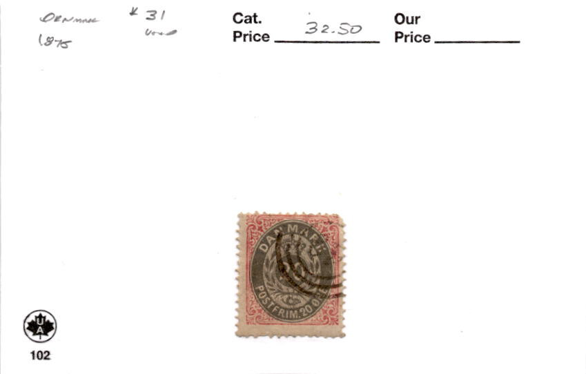 Denmark, Postage Stamp, #31 Used, 1875 (AC)