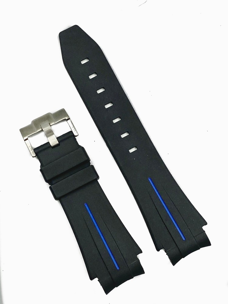 20mm Vulcanized Flared Rubber GMT Blue Stripe Strap Band Rolex WaTch