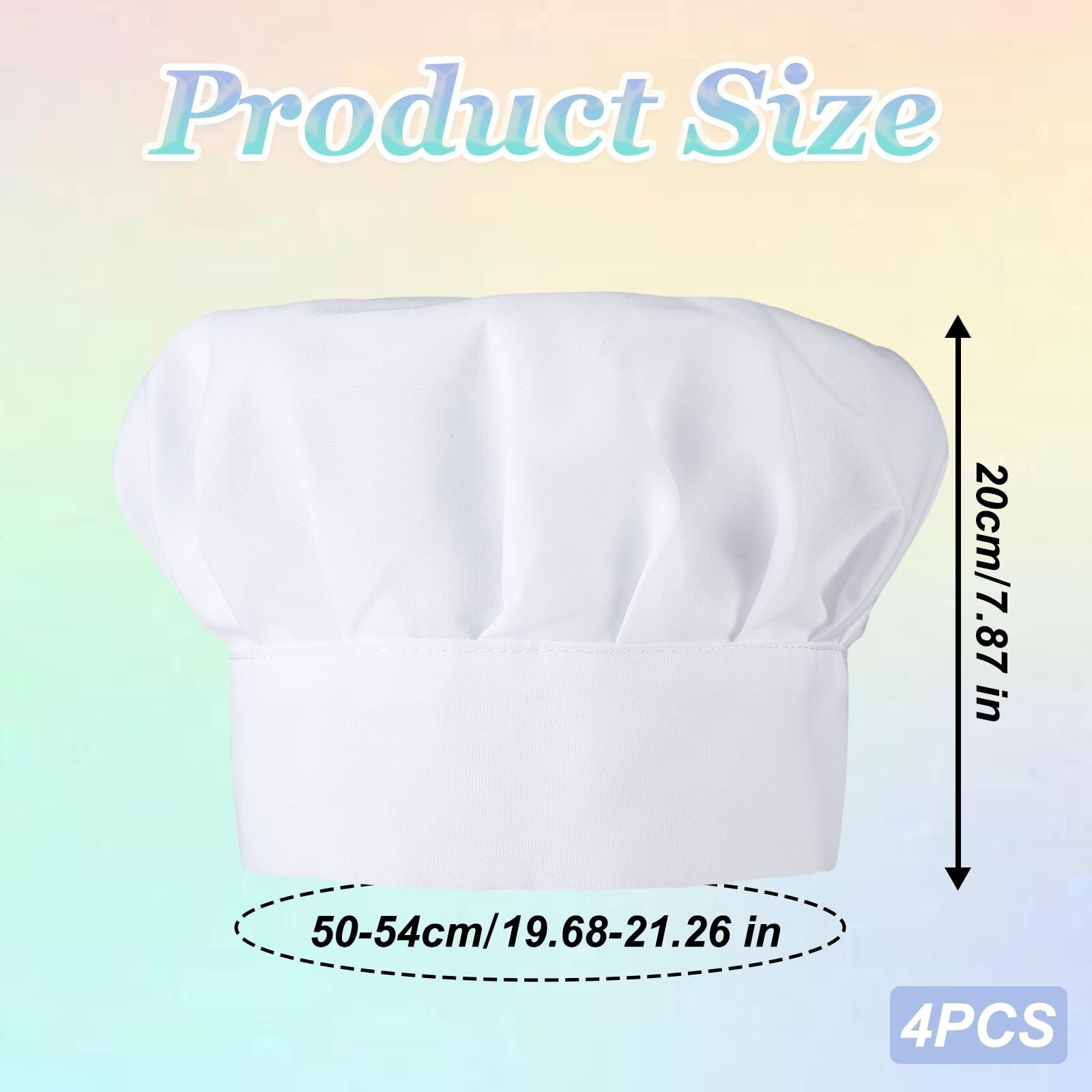 4 Pack Chef Hats for Kids,Adjustable Elastic White Kids Chef Hat,Cotton Polye...