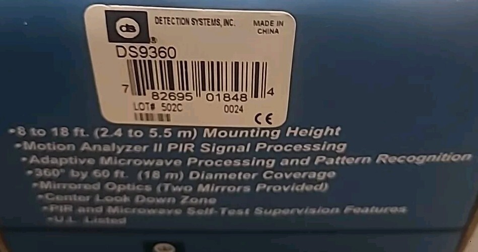 Detection Systems DS9360-rtt Motion Sensor. Never Been Used. [No Paper Work]