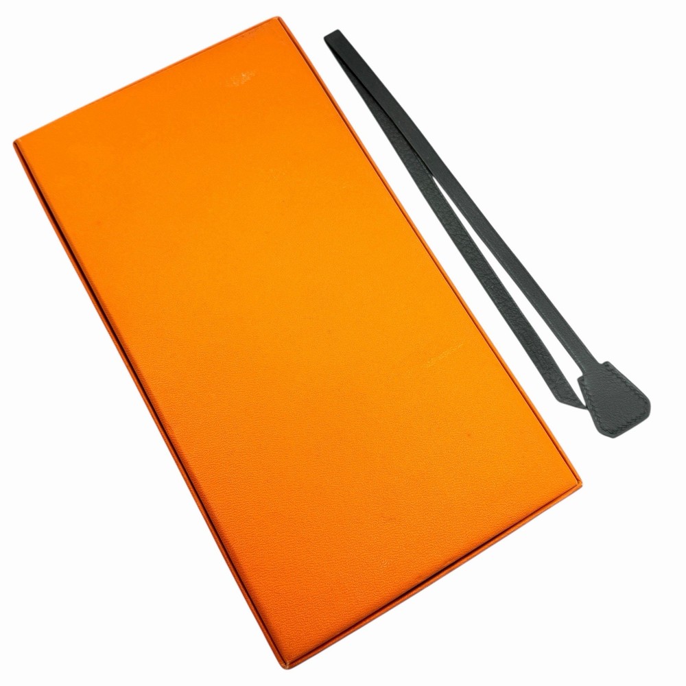 Hermes Black Leather Clochette Bookmark Marque Page w/Notebook