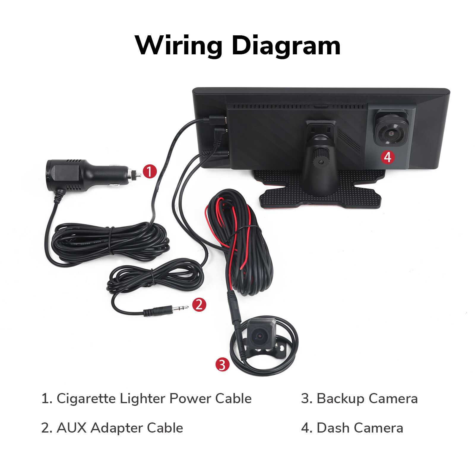 Portable 4K Dash Cam Car Stereo Radio Wireless Apple Carplay & Android Auto +Cam