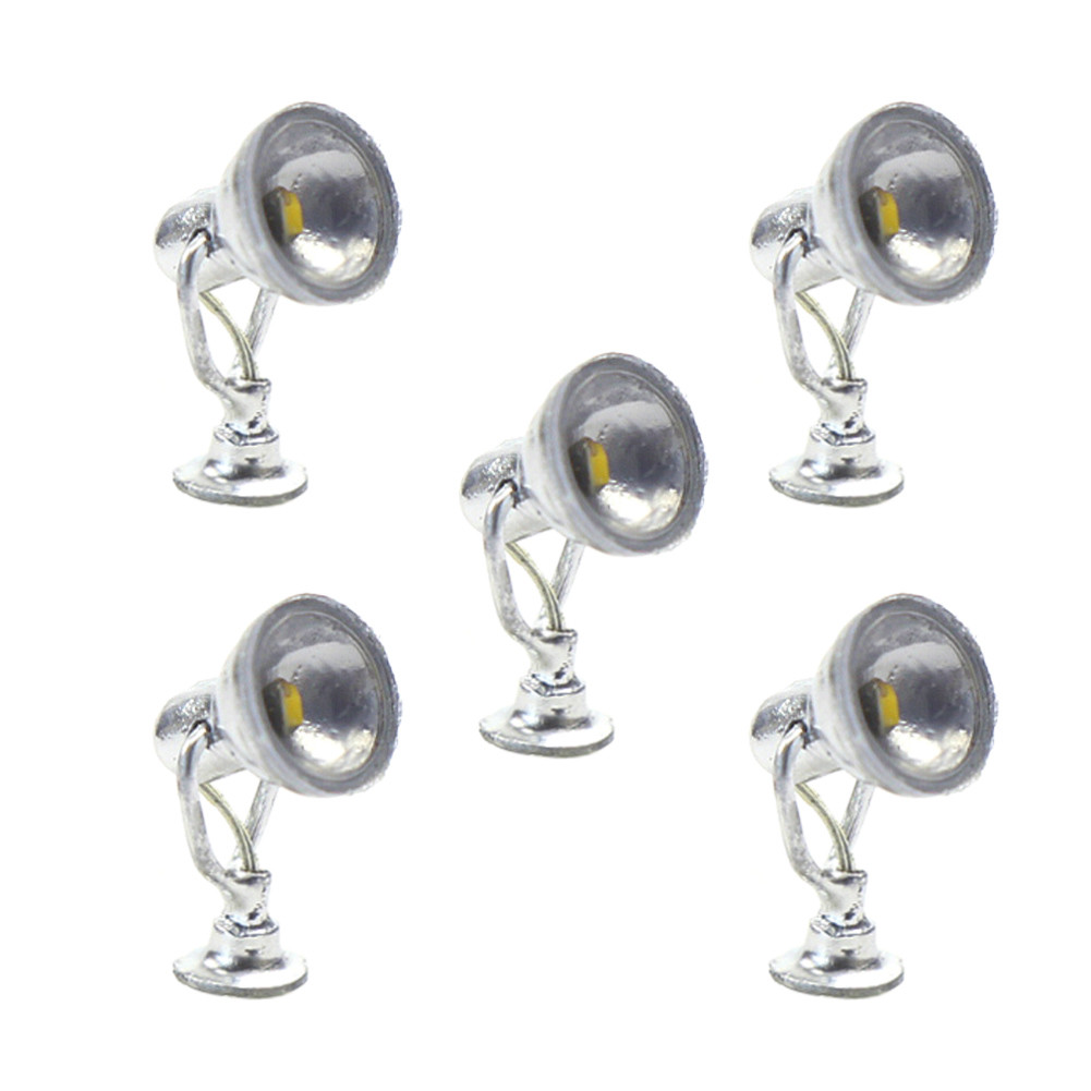 5pcs Model Railway Spot Lamp Post Flood Lights HO OO TT Scale LEDs LYM20