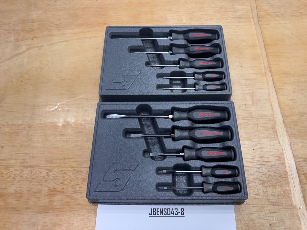 Snap-on Tools NEW 10pc DARK TITANIUM Soft Phillips & Flat Head Screwdriver Sets