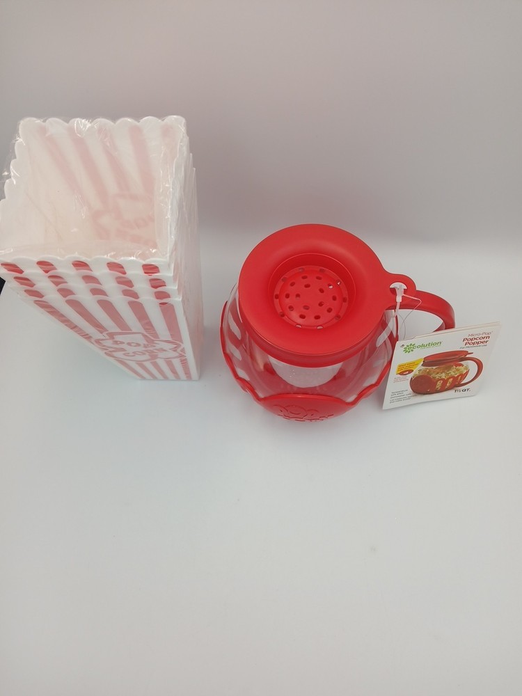 Ecolution Micro-Pop Microwave Popcorn Popper & 4 Retro Theater Popcorn Holders