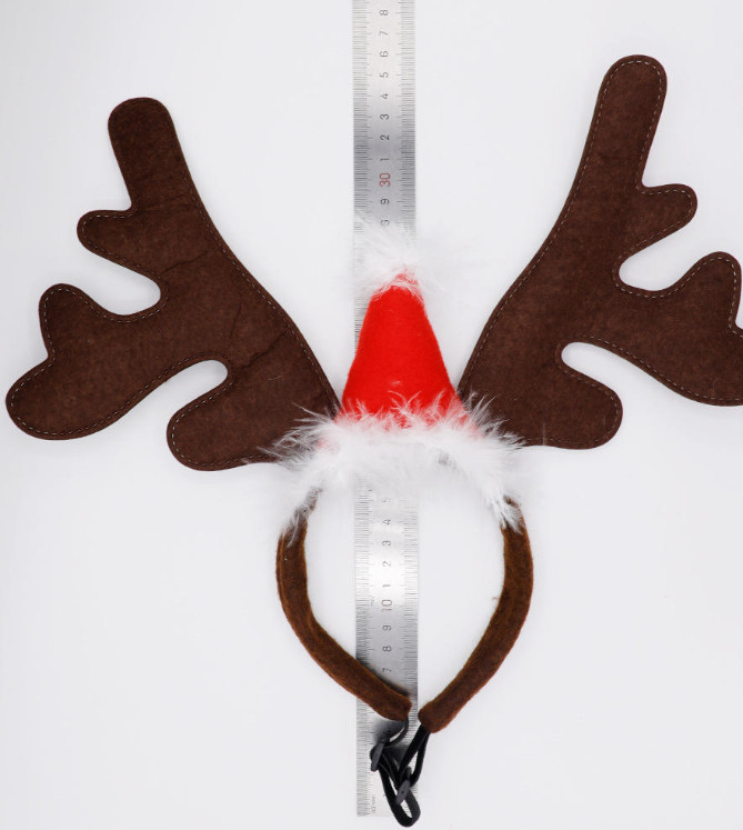 Big Antlers Christmas Hat Hairball Elastic Headband Cat and Dog Headwear Dog