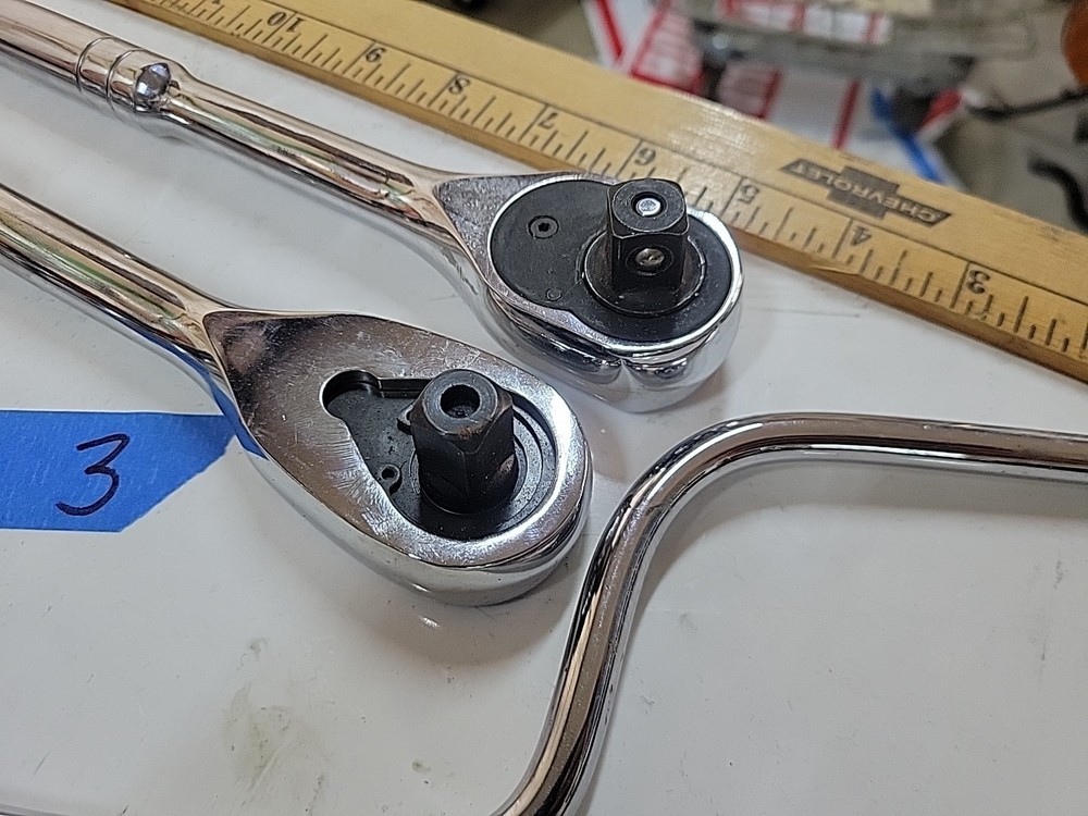 (3) Husky Tolfson Blackhawk Ratchets 1/2" 3/8" Chrome nice
