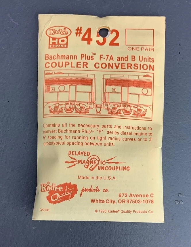 Kadee 452 HO-Scale Coupler Conversion Bracket (2) Bachmann-Plus F-7 A & B