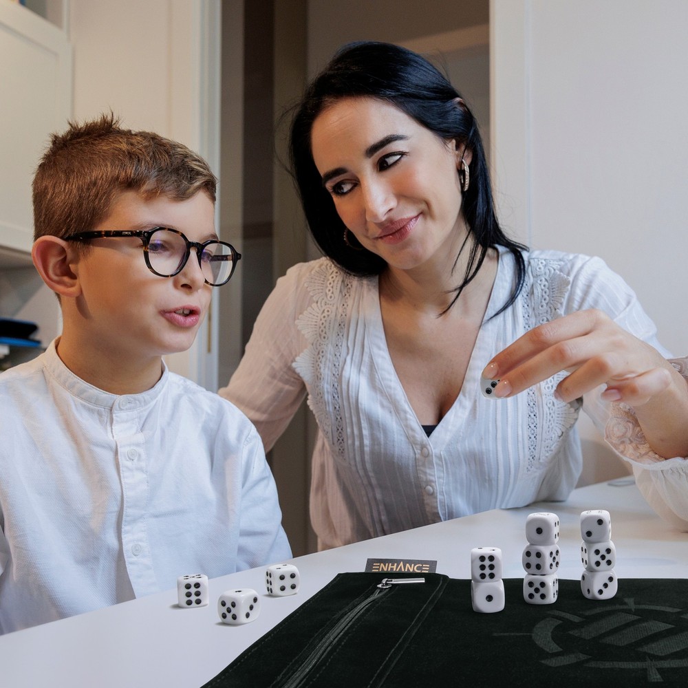 ENHANCE Roll on a Scroll™ Dice Rolling Mat & 12pc 6 Sided Dice Set