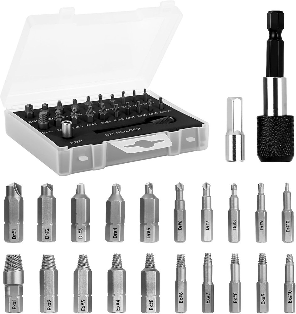 Ultimate 22-Pcs Stripped Screw Extractor Kit - Easy Out, Portable Storage
