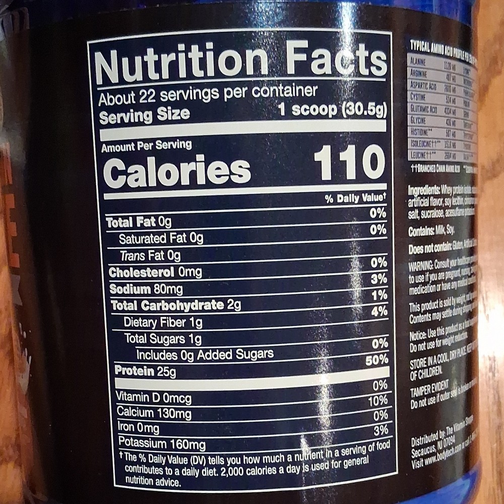 BodyTech Whey Protein Isolate Cinnamon Cereal 24oz Gluten-Free BCAA