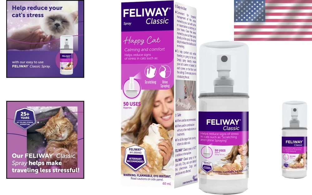 60ml Cat Calming Spray - Effective Pheromone Solution for Anxious Pets