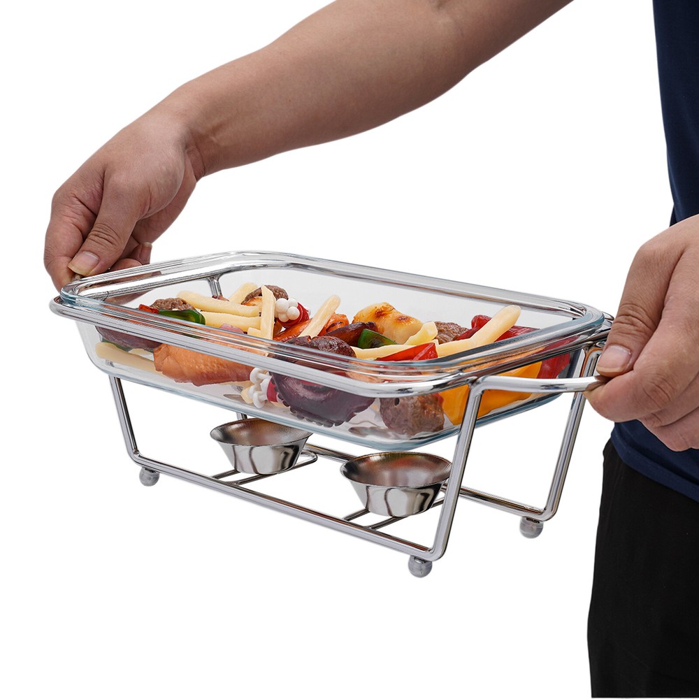 Countertop Chafing Dish, Buffet Set Warming Tray, Buffet Server Tempered Glass