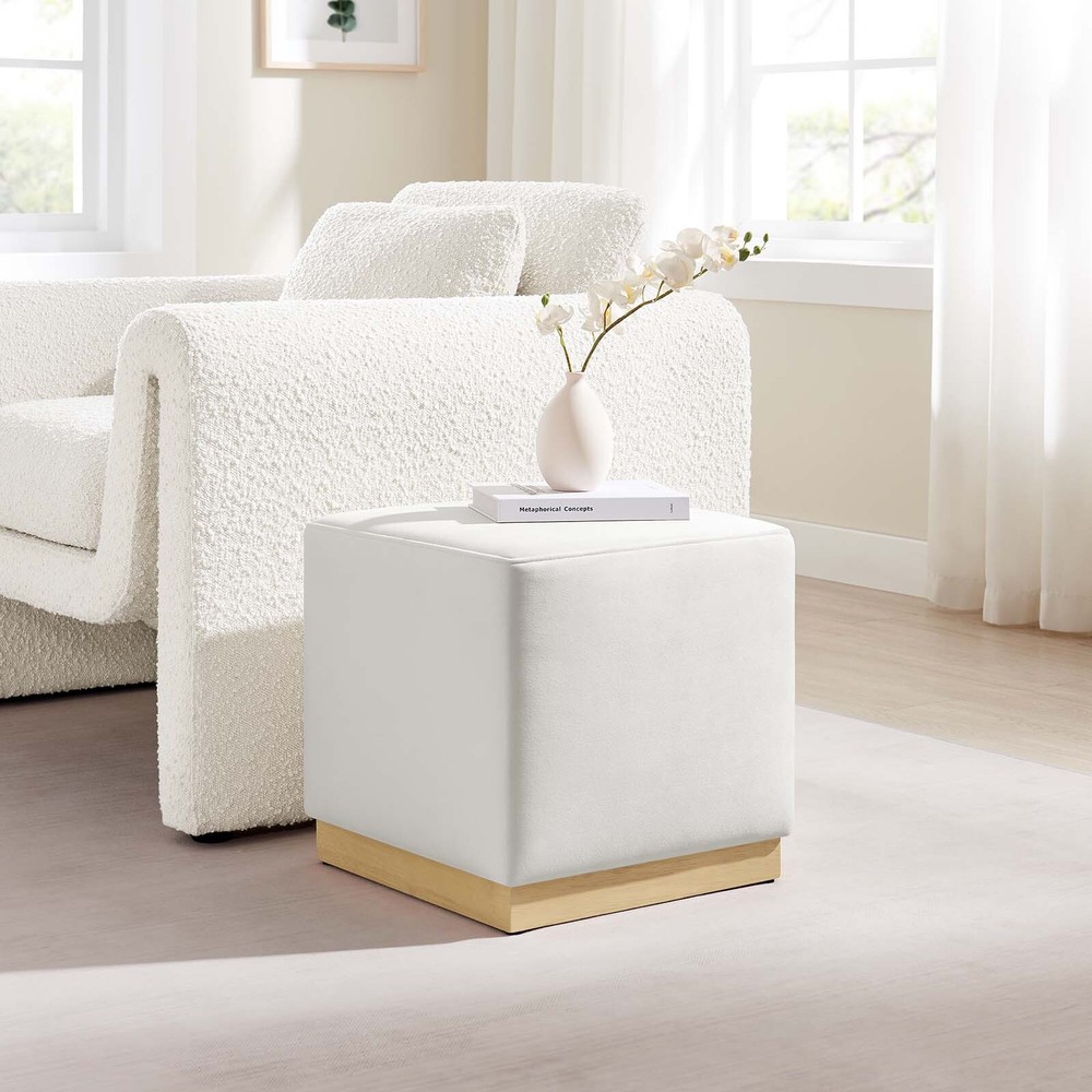Modway 17" Square Performance Velvet Upholstered Ottoman