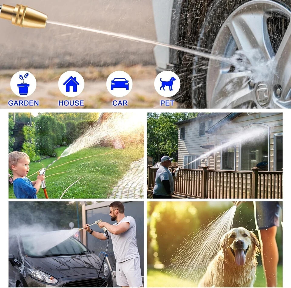 Garden Hose Nozzle High Pressure Metal Heavy Duty Water Hose Nozzle Sprayer Head