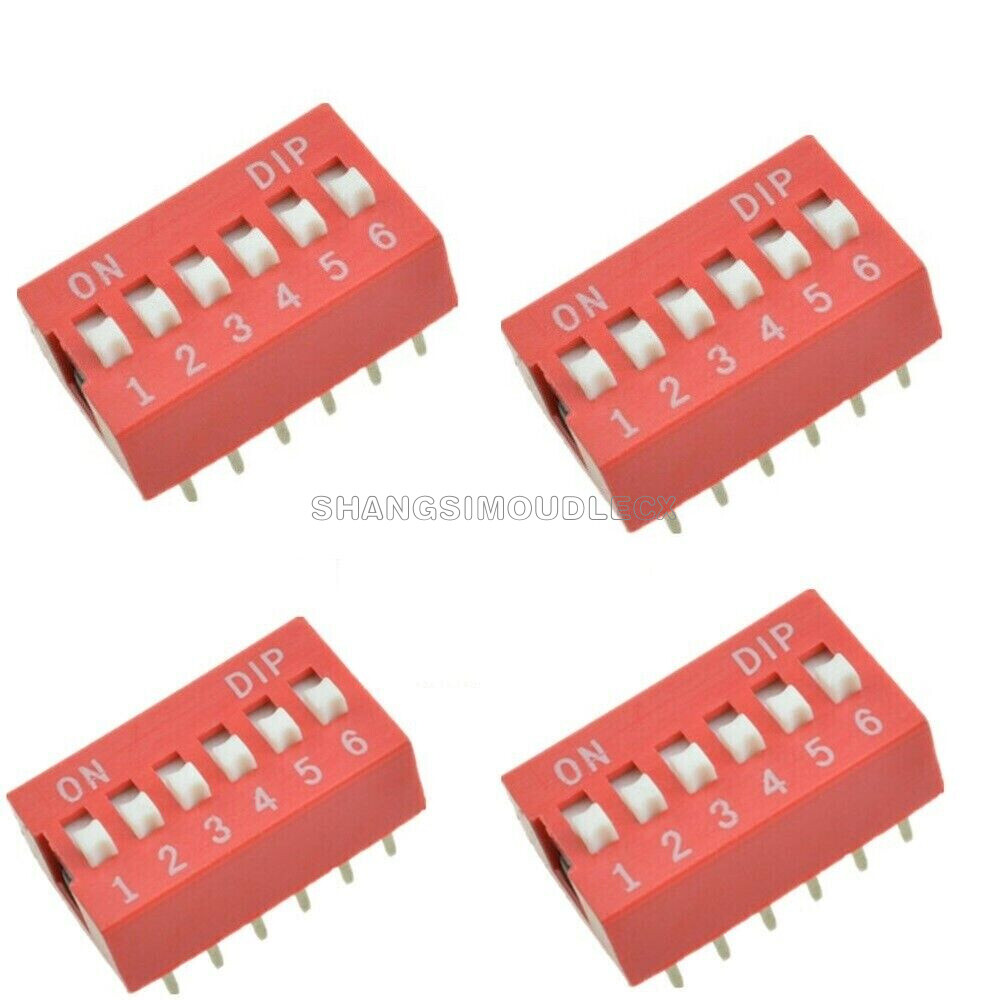 20PCS 2.54mm 6 Position Slide Type Switch Module 6-Bit DIP Red Pitch-