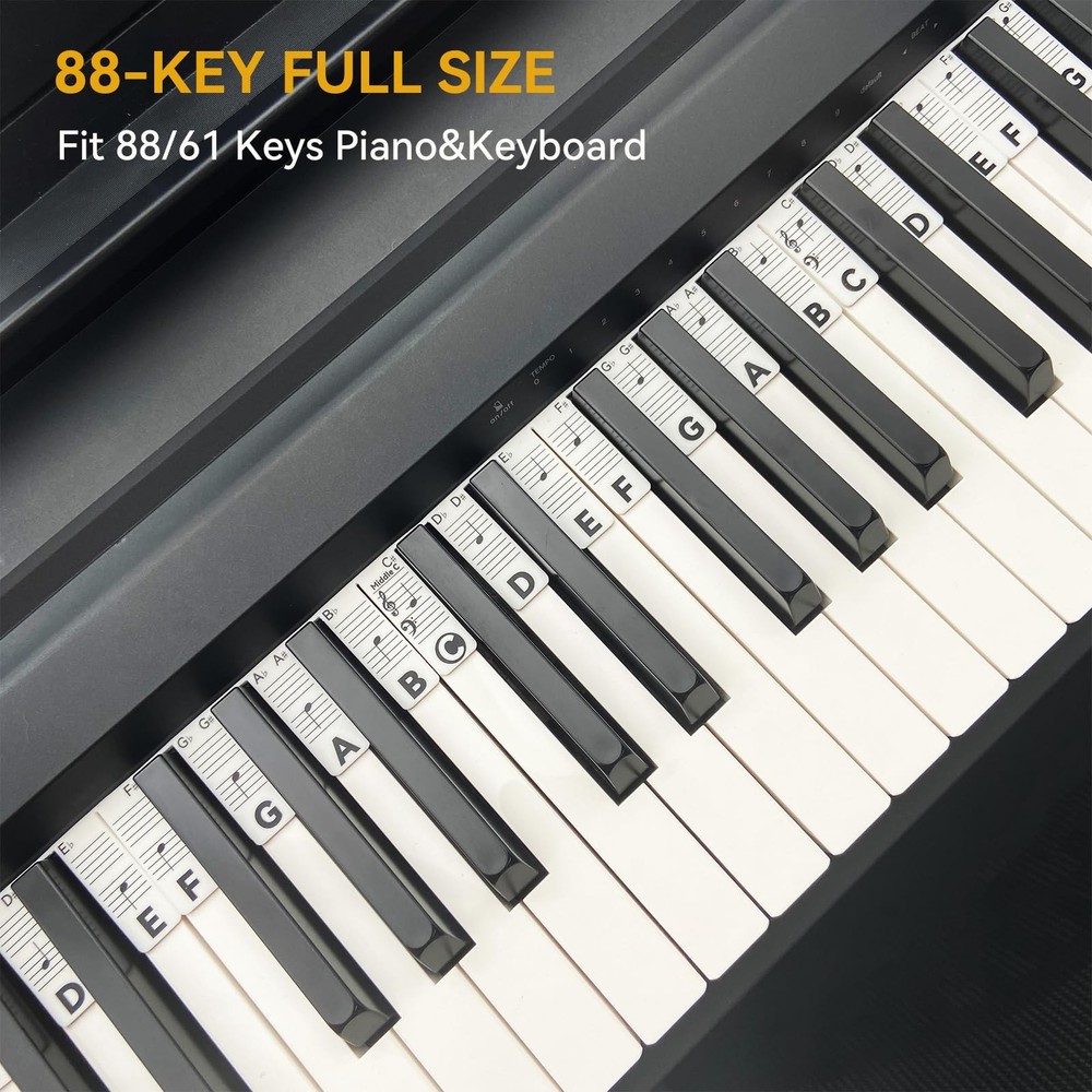 Piano Note Strips for 88 61 Key Keyboard Beginner Learning Guide Black