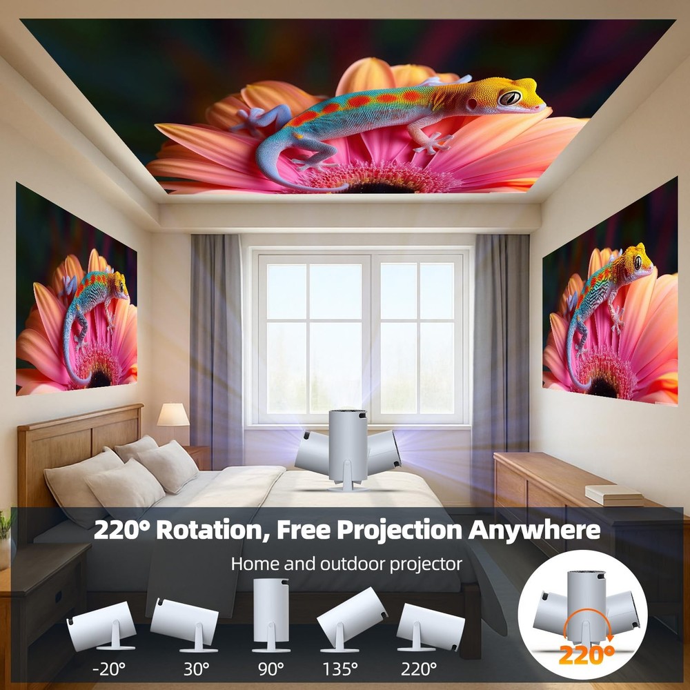 Mini Projector with WiFi and Bluetooth, Portable Projector Built-in Apps Supp...