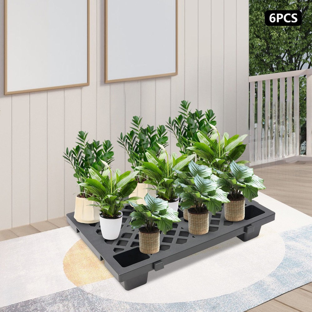 6x Plastic Pallets Interlocking Storage Stackable Anti-slip Loading Pallets