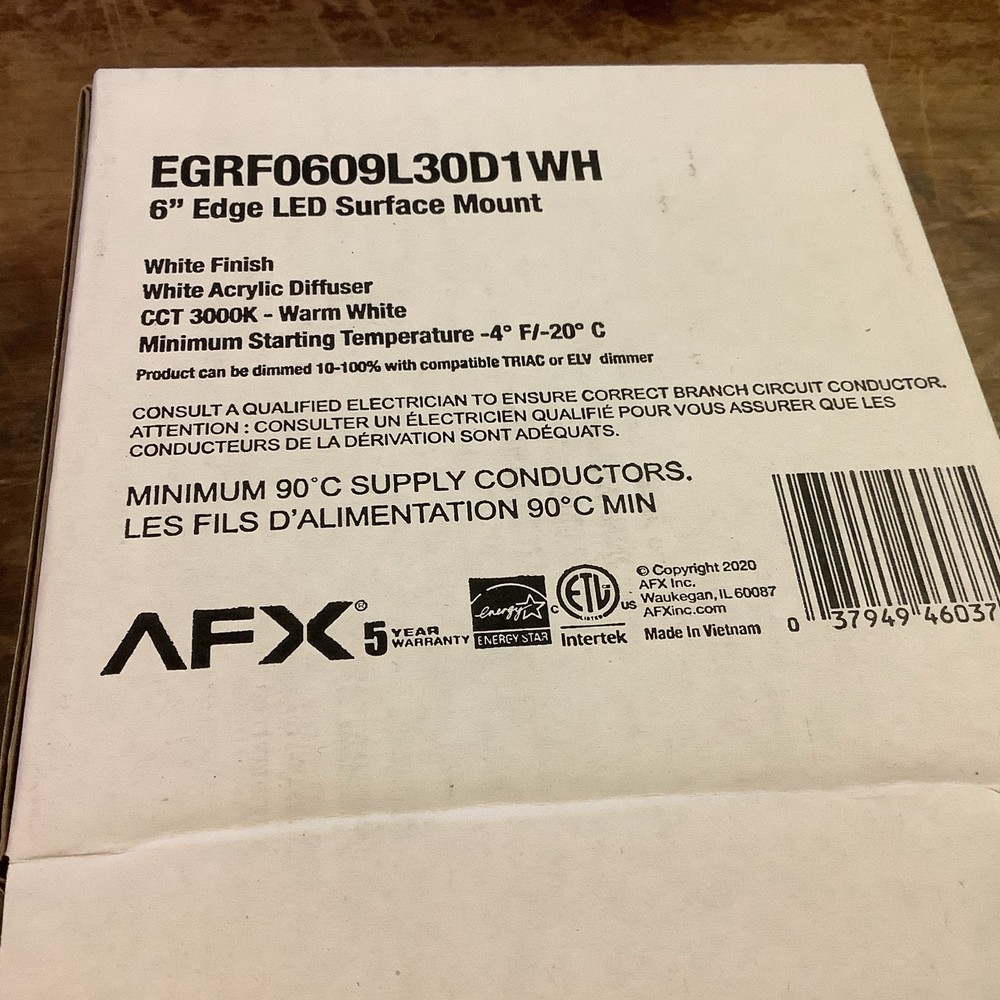 AFX EGRF0609L30D1WH Edge LED Disk Ceiling Light,White.6” LED Surface Mount