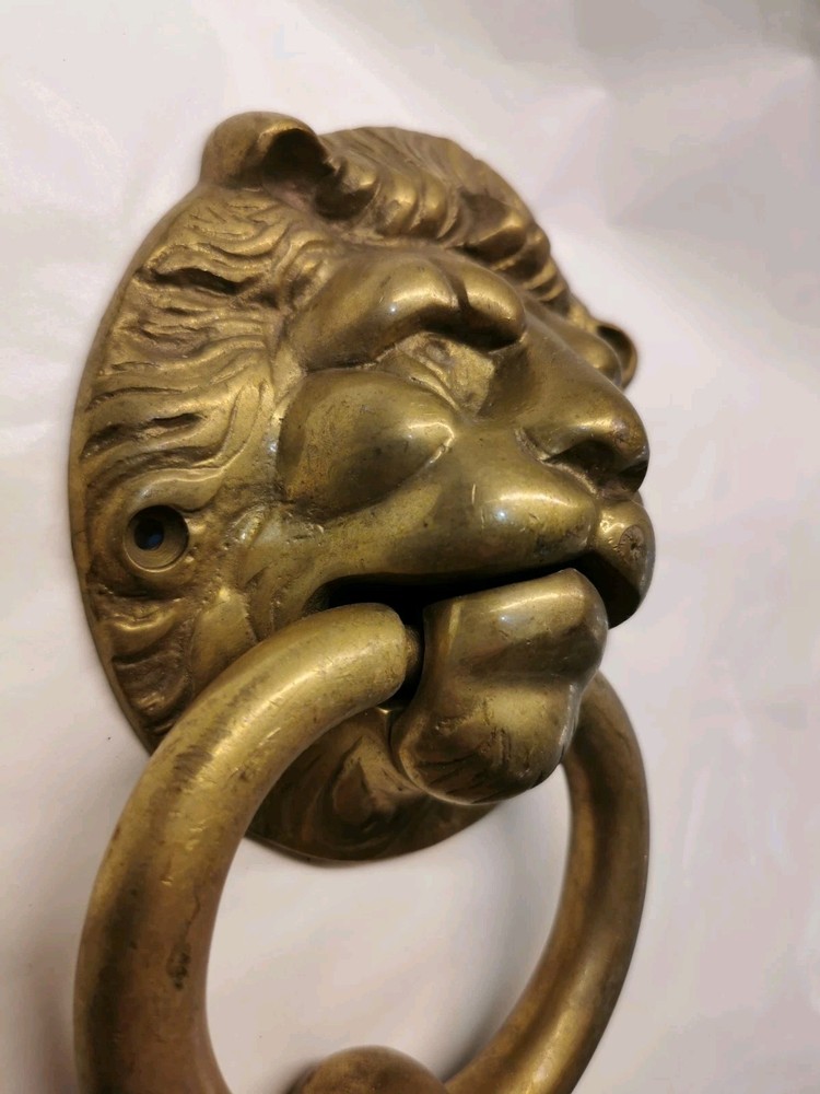 Vintage Solid Brass Round Lion's Face Door Knocker